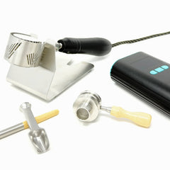 Vapvana All-Star Wired Kit complete set – stainless steel heater, modular bowl with handle, digital PID controller, glass adapters, stand, scoop, brush, and spare parts.