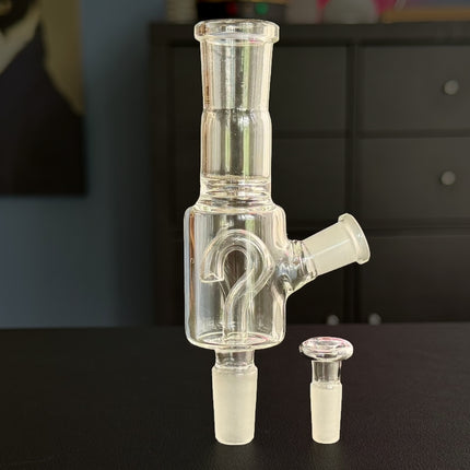 The Everything Bowl 3-in-1 glass accessory shown with included glass stopper and angled side adaptor for pass-through airflow.