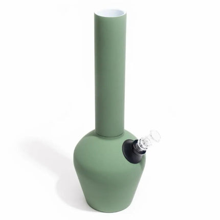 Olive green rubberized Chill Steel Pipe with matte exterior, stainless steel body, and ceramic-lined interior designed for smooth, ice-cooled hits.