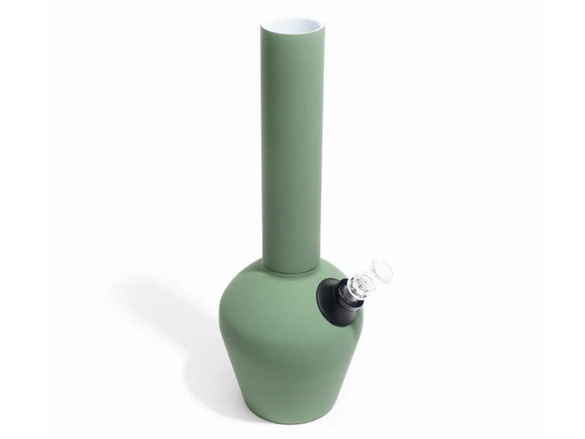 Olive green rubberized Chill Steel Pipe with matte exterior, stainless steel body, and ceramic-lined interior designed for smooth, ice-cooled hits.