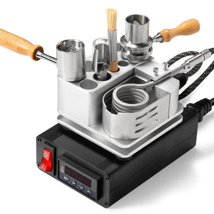 Wireless One Hit Wonder full desktop vape kit with titanium head, PID controller, and herb accessories on display.