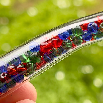close up of glass cooling beads