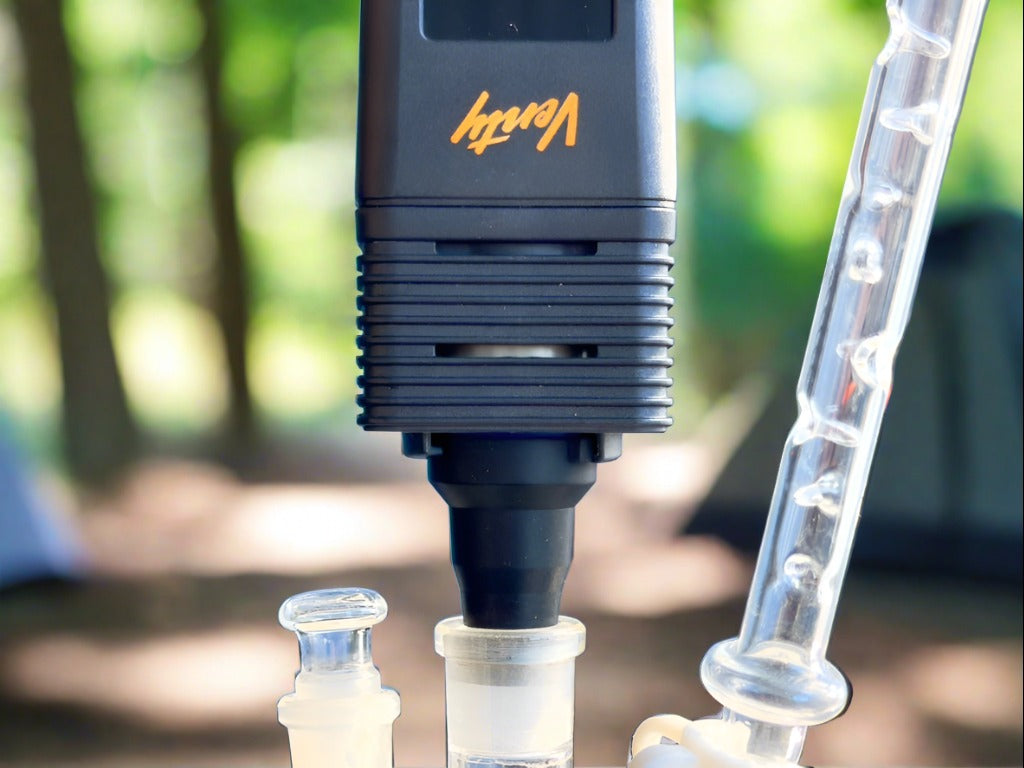 sneaky Pete venty water pipe adapter with venty on top, inserted into a mega cube water pipe