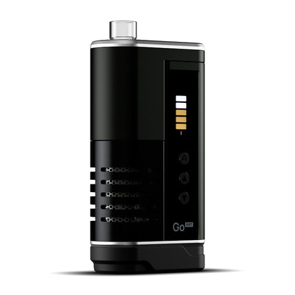 Arizer Go SRT portable vaporizer powered off showing metal body and compact design