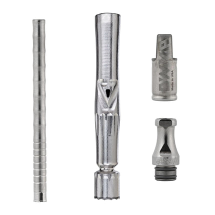 Exploded view of DynaVap UniDyn Captive showing Captive Cap, titanium UniBody, condenser, and CCD screen