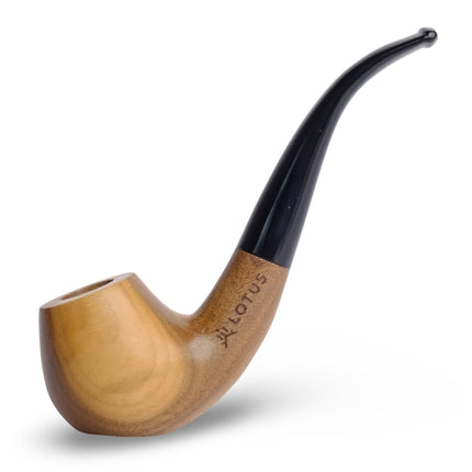 Side view of walnut Lotus Gentlemen Pipe with curved stem and 14mm joint