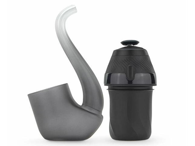 Front view of the New Puffco Proxy in Onyx, showing its modular base and glass attachment.