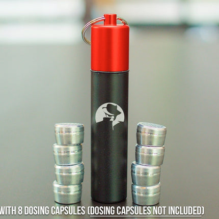 crafty mighty dosing capsule container with dosing capsules shown