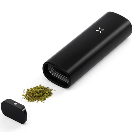 pax mini onyx with oven open and cannabis