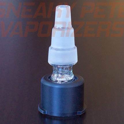 Crafty+/Mighty+ 3-in-1 glass adapter standing on a table.