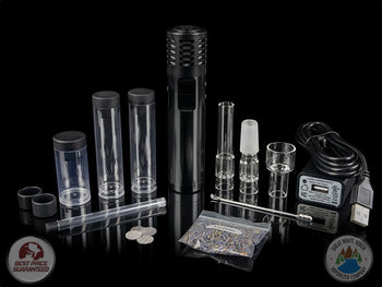 Arizer Air MAX with all accessories on black table.