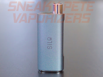 Grey Ccell Silo with cartridge inserted standing on a table.