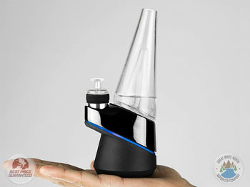 Size comparison of Puffco Peak portable concentrate vaporizer.
