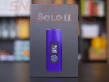 Blue Arizer Solo 2 portable dry herb vaporizers box standing on a table.  