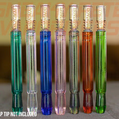 Colored Aristocrat Stems For DynaVap with Dynavap Tips inserted standing on a table.