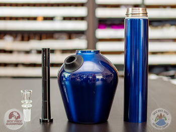disassembled components of chill steel pipe in blue