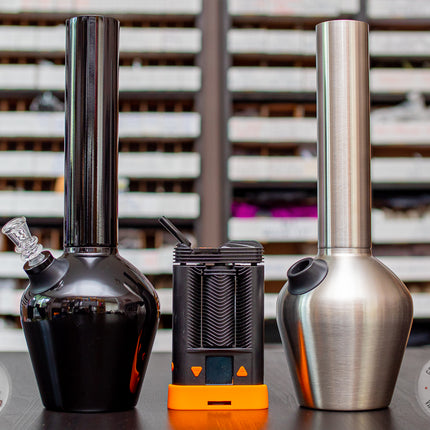chill steel pipe next to mighty+ for size comparison