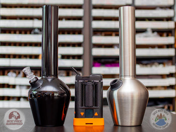 chill steel pipe next to mighty+ for size comparison
