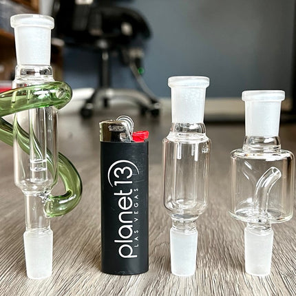3 glass herb catchers compared to bic lighter.